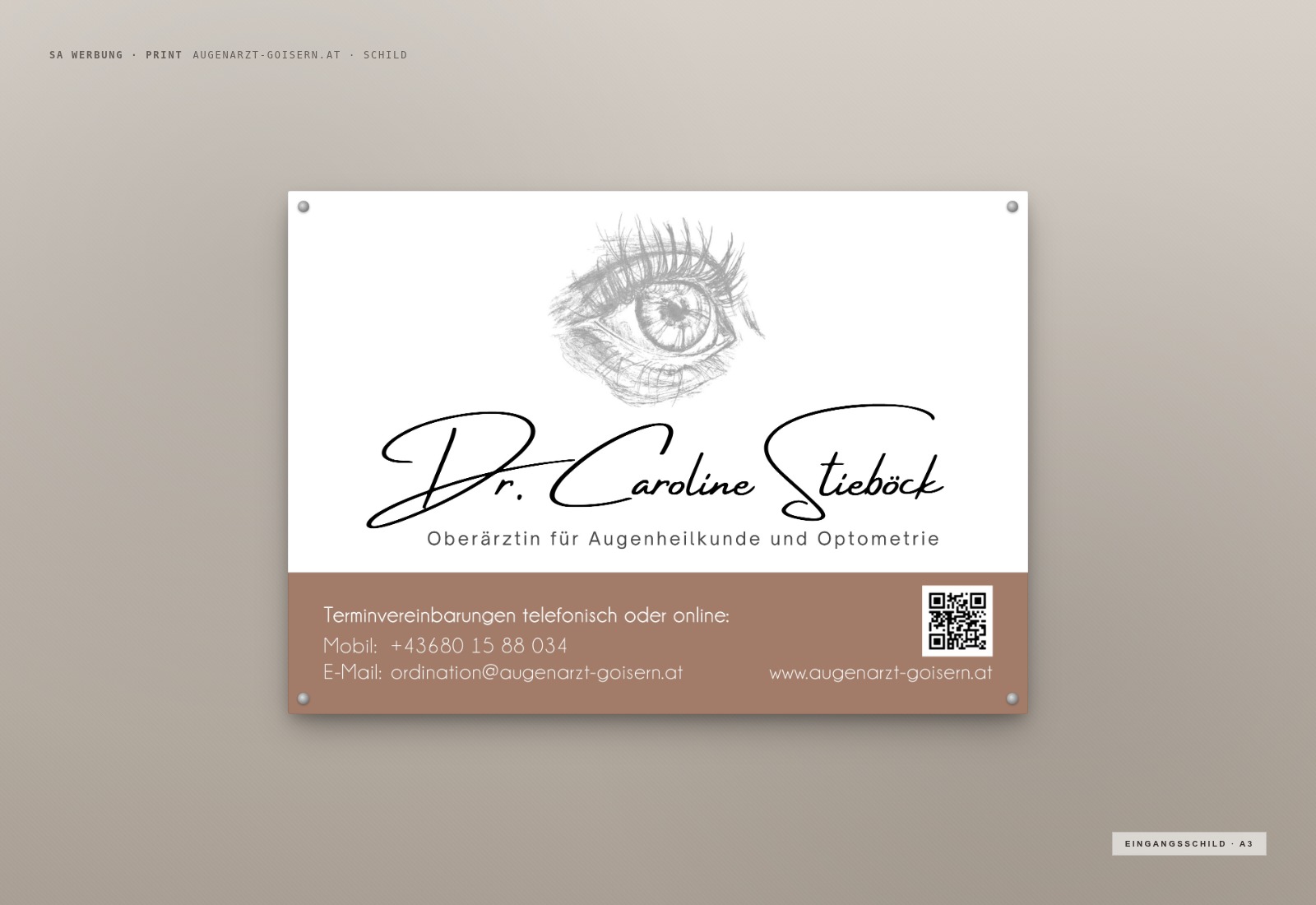 Dr. Caroline Stieböck — Eingangsschild — Print